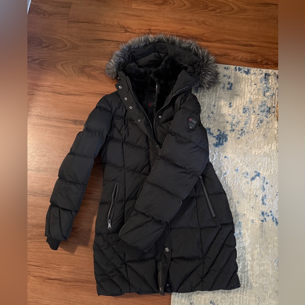 Pajar Black Puffer Coat with Faux Fur Trim Large NWOT